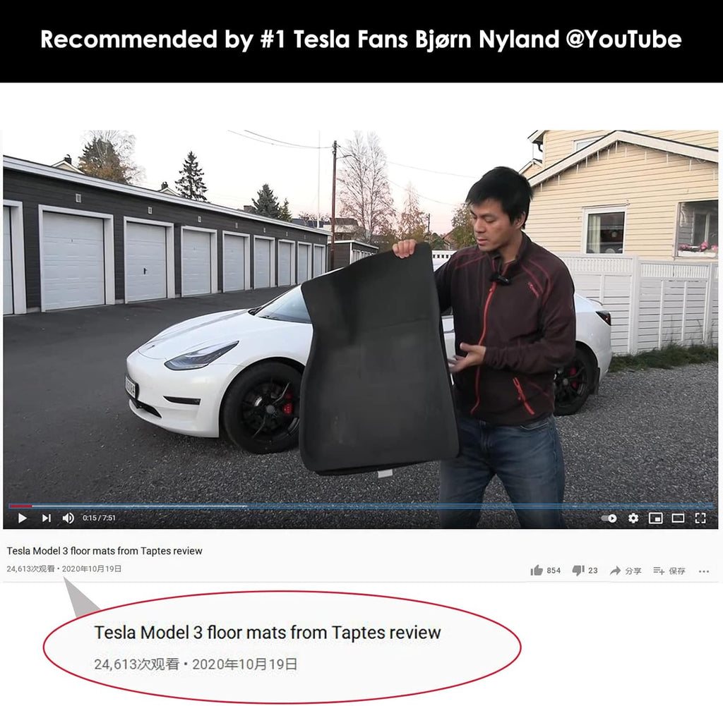Floor Mats for Tesla Model 3, All Weather Anti-Slip Waterproof Floor Liners, 3 Pieces/Set W214