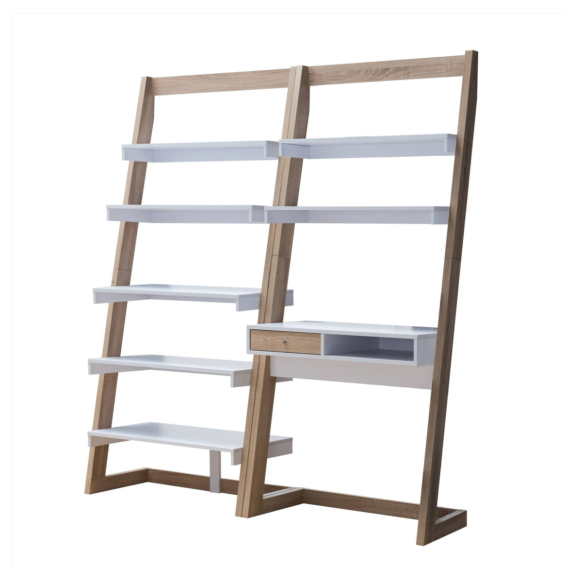 Weathered White 2-Piece Desk with Bookcase Set K1805