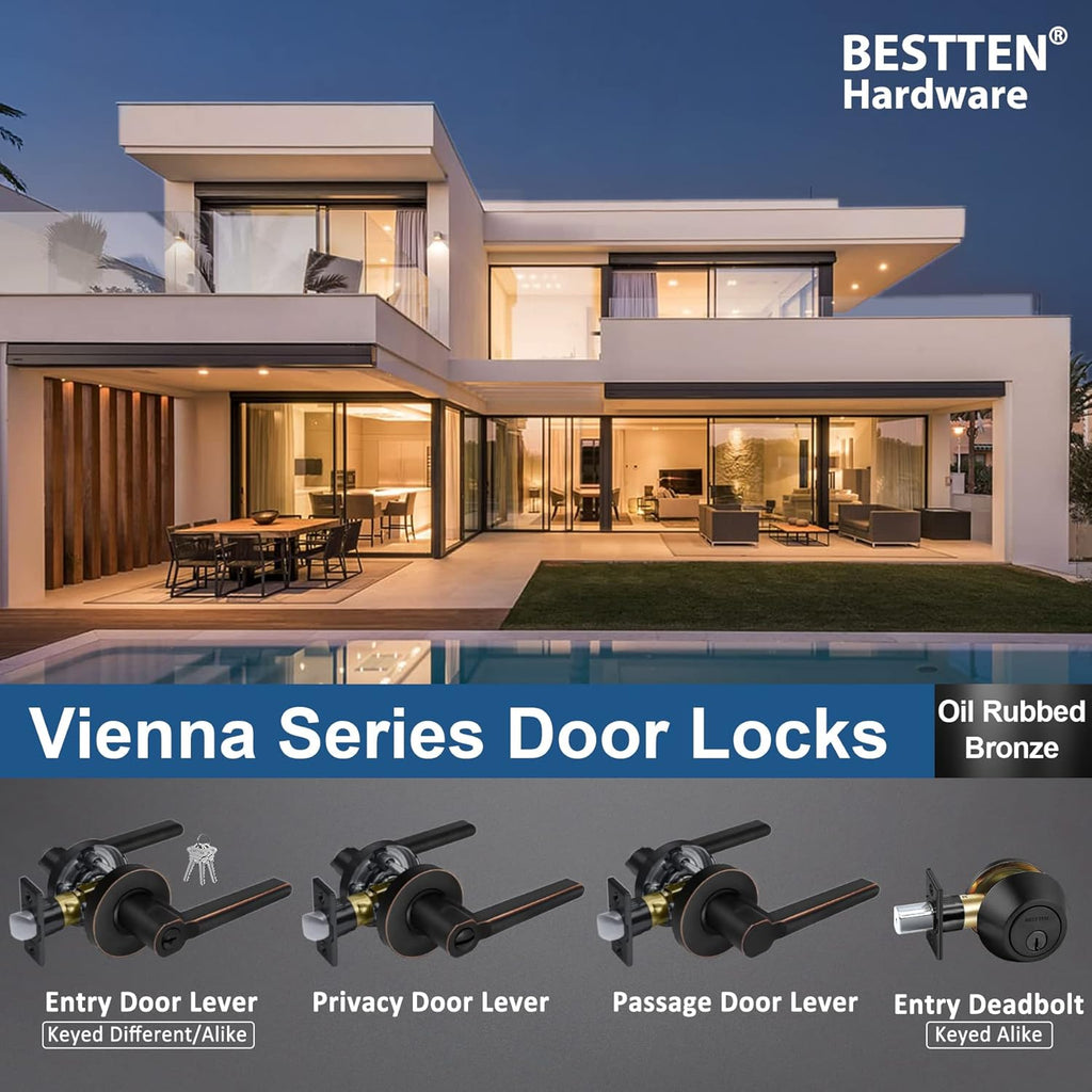 Oil Rubbed Bronze Privacy Door Handle with Removable Latch Plate B210