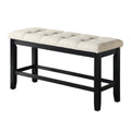 Beige Linen Fabric Counter Height Dining Bench Y370