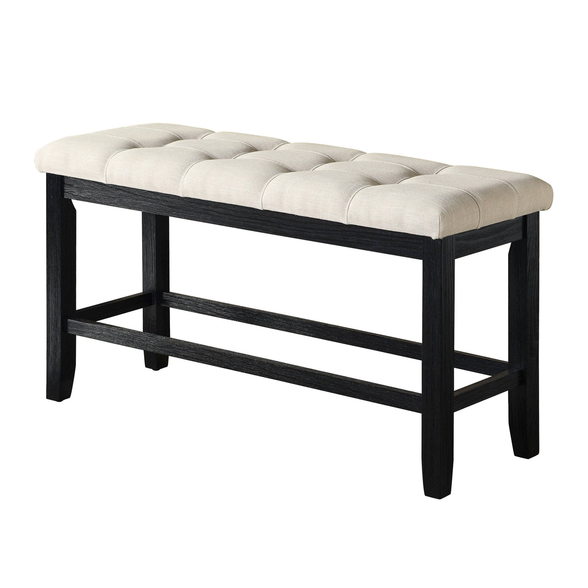 Beige Linen Fabric Counter Height Dining Bench Y370