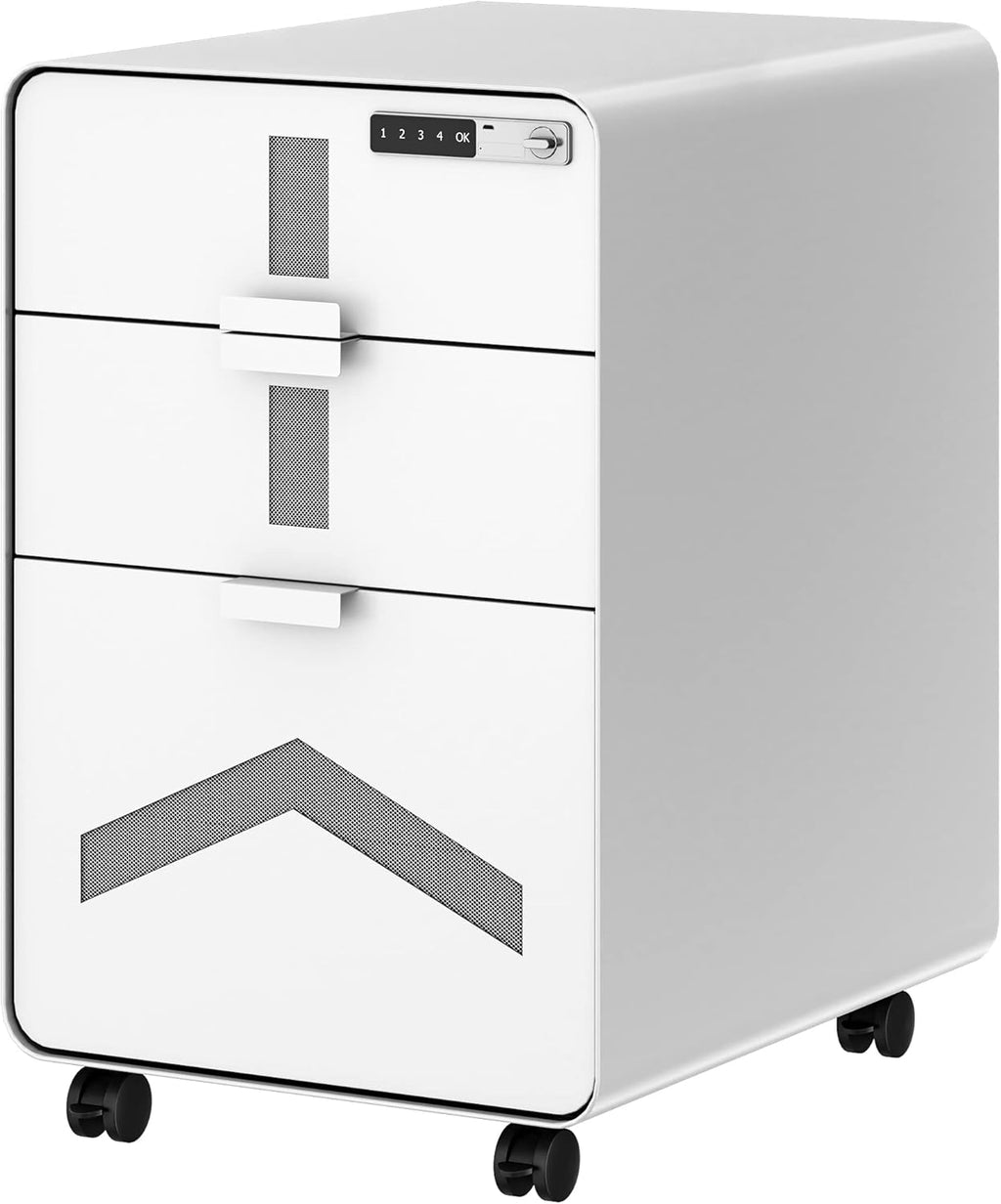 Black 3-Drawer Rolling File Cabinet with Smart Lock M5189