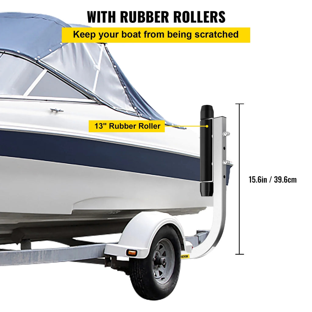Galvanized Steel Boat Trailer Guide with Rubber Rollers, 15.6", One Pair I378434