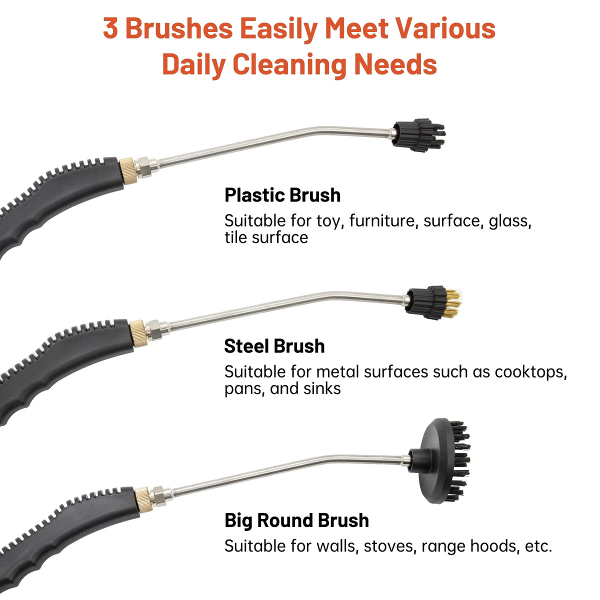2500W High Pressure Portable Handheld Steam Cleaner with 3 Brush Heads L397264