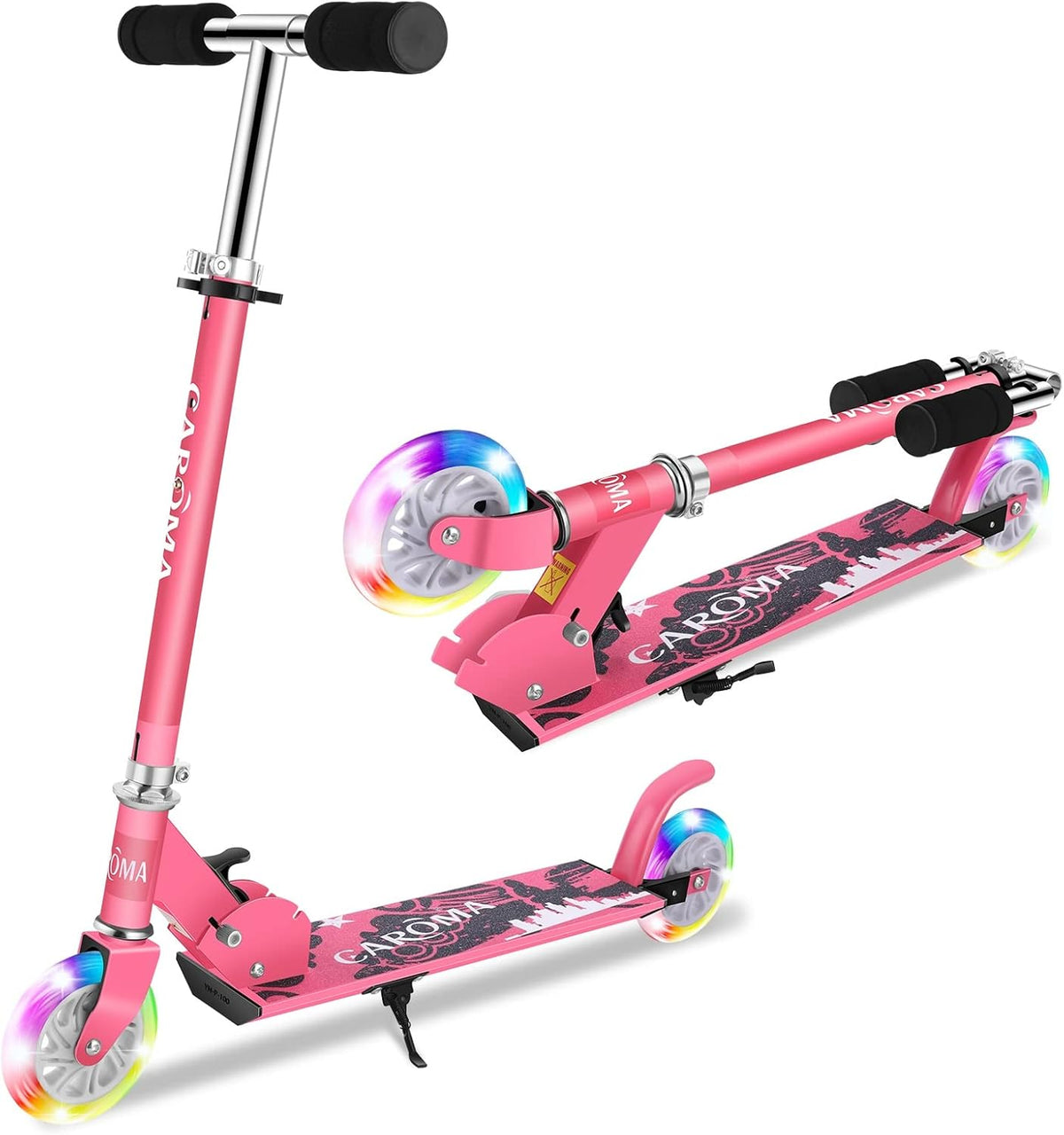 Folding Kick Scooter with Light Up Wheels and Rear Brake R5388