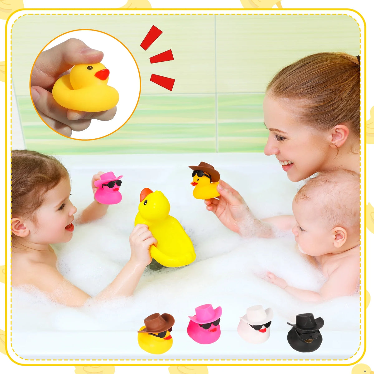 12 Pack Cowboy Rubber Duck with Hat and Sunglasses C8139