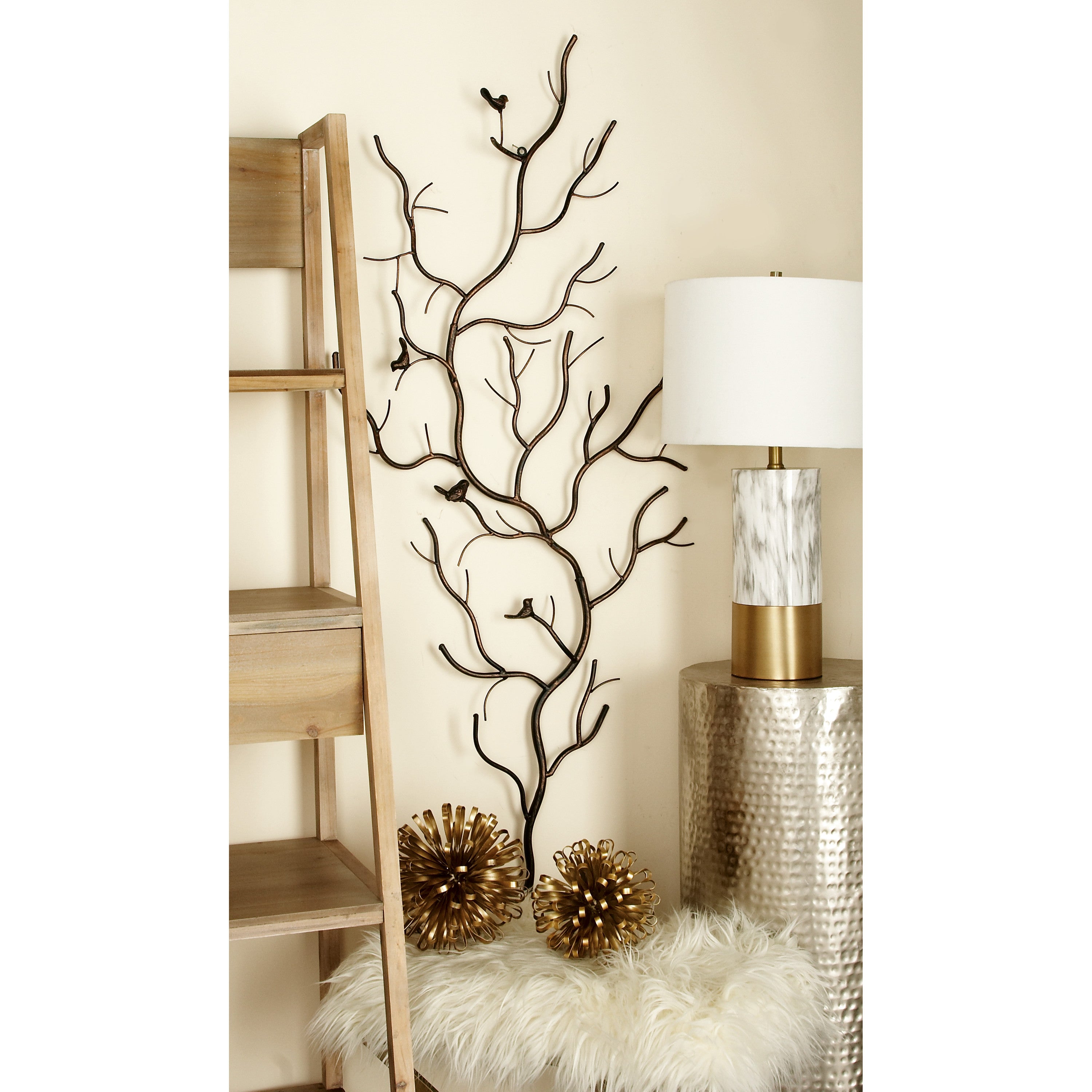 Farmhouse Brown Metal Oversized Tree Wall Décor, 25"W x 58"H V803