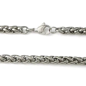 Titanium 7MM Wheat Chain Link Matte Finish Gray Necklace 18" M813018