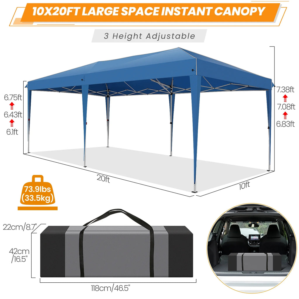 10'x20' Waterproof Commercial Pop up Canopy Tent with 4 Sandbags A4858