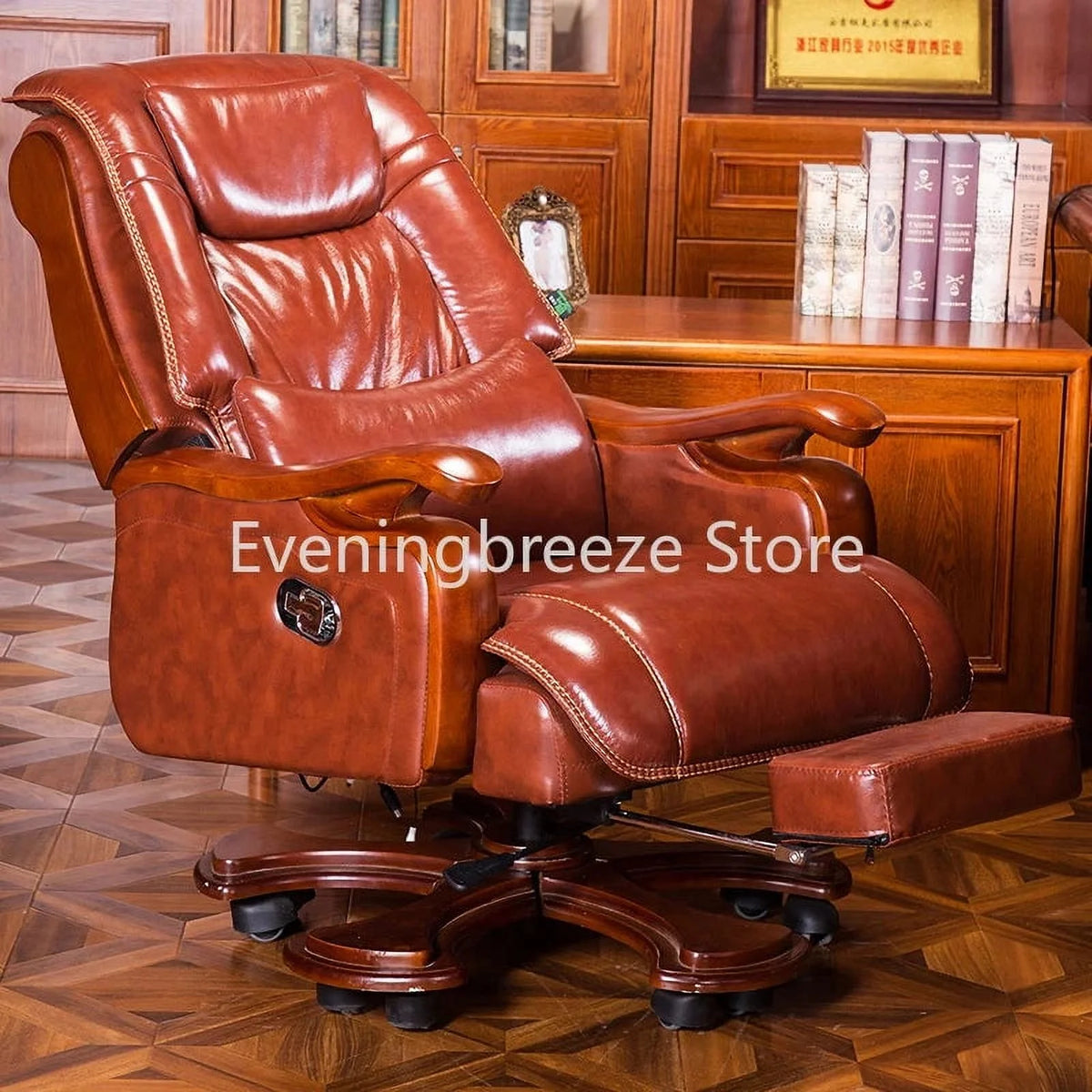 Leather Swivel Recliner Chair with Footrest X95557