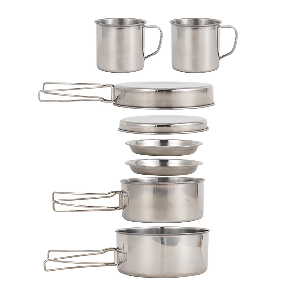 8PCS Stainless Steel Camping Cookware Pot and Pan Set S463198