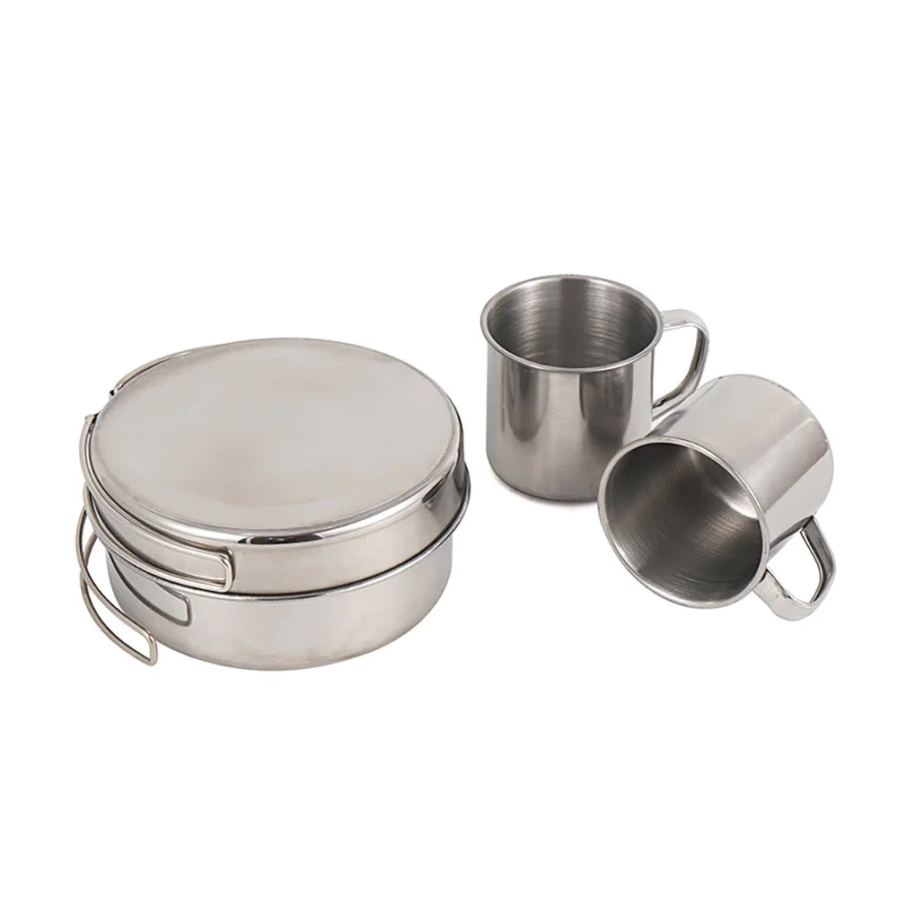 8PCS Stainless Steel Camping Cookware Pot and Pan Set S463198