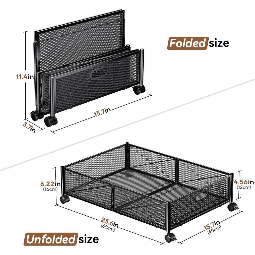 Under Bed Storage Containers with Wheels, Shoe Organizer Drawer, Metal Storage for Clothes Shoes Blankets V749978