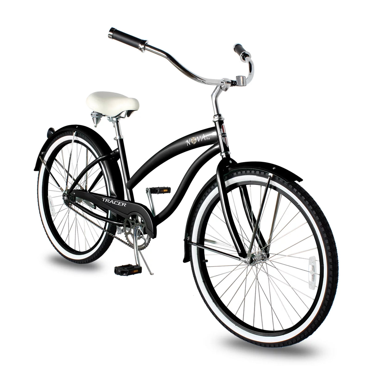 2023 TRACER Nova Beach Cruiser Bike for Women, 26 Inch Wheels, Hi Ten Steel Frame, 1 Speed, Coaster Brake, Hybrid Bike for Adults, Complete Cruiser Bikes, Matte Black Color