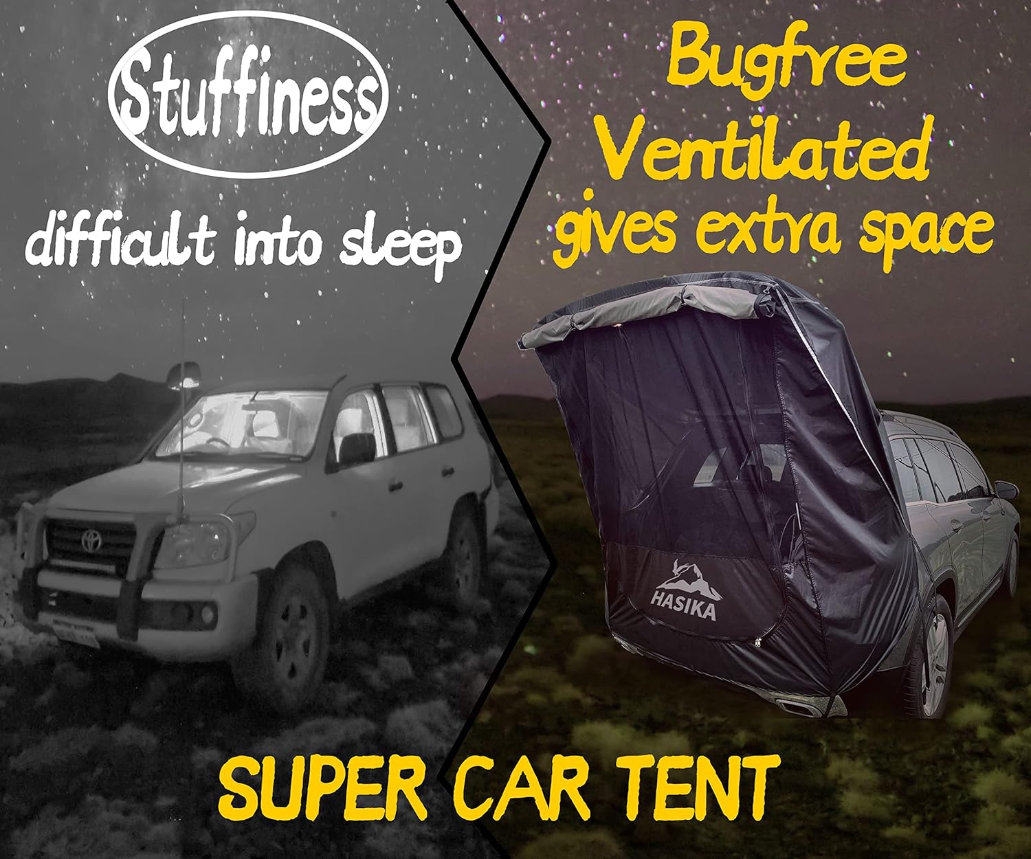 Yellow Waterproof 3000MM Tailgate Shade Awning Tent L914