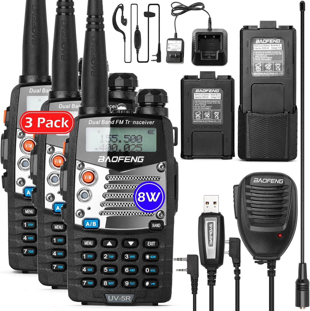 3 Pack Dual-Band Handheld Ham Radio with Rechargeable Battery E479