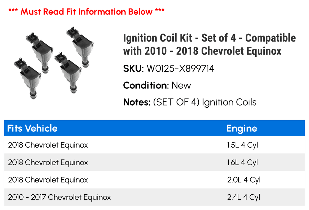 Ignition Coil Kit Set of 4 R409