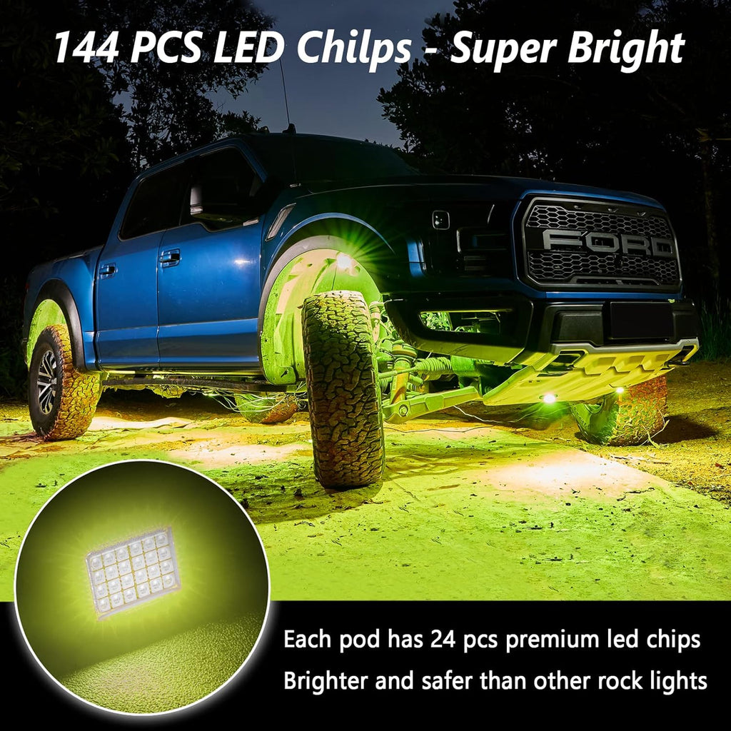 RGB LED Underglow Lighting Kit, 6 Pods, IP68 Waterproof, Pack of 2 S4015