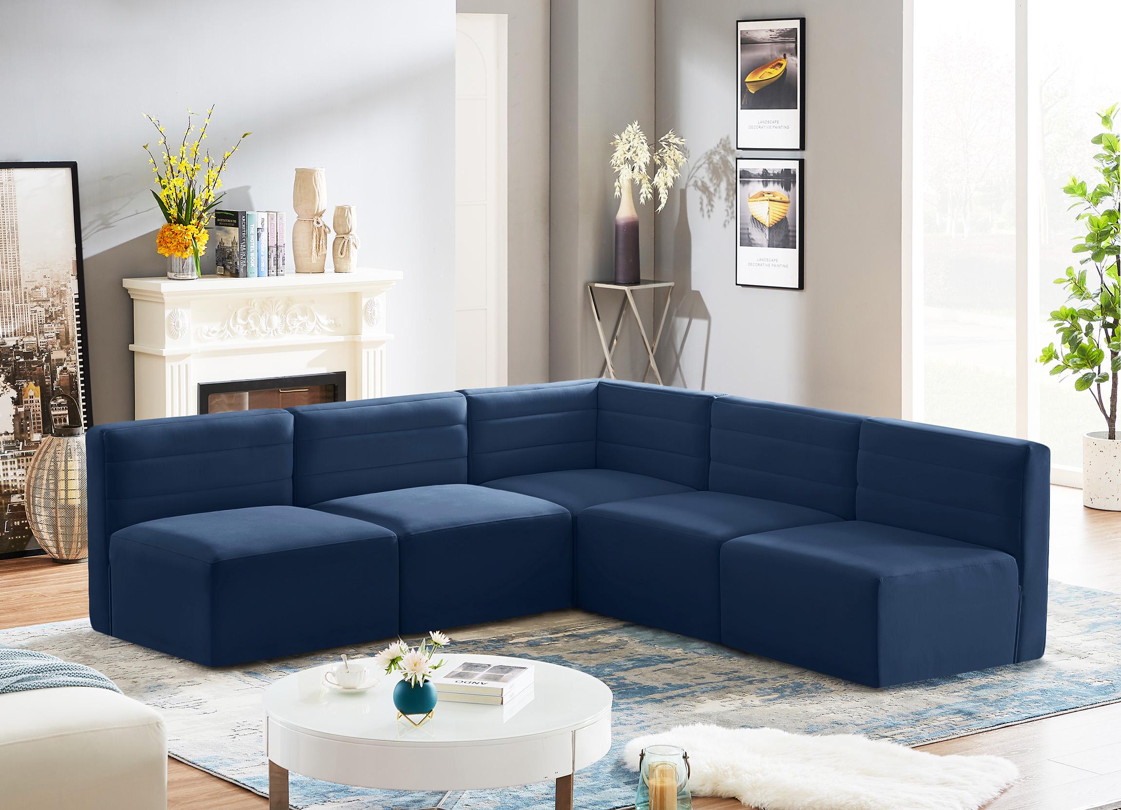 Navy Velvet Modular Sectional Sofa H4376