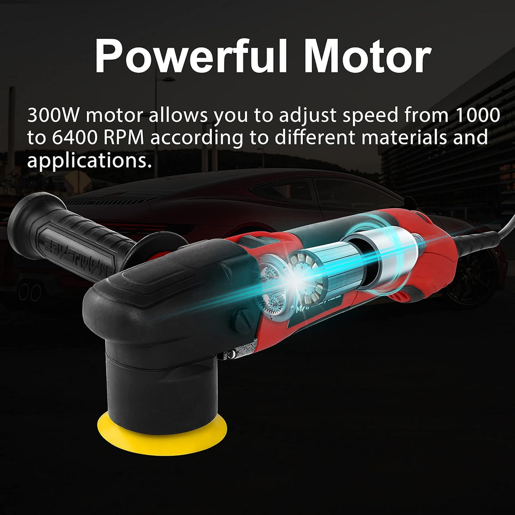 3-Inch Dual Action Car Polisher with 4 Foam & 1 Wool Pads M325