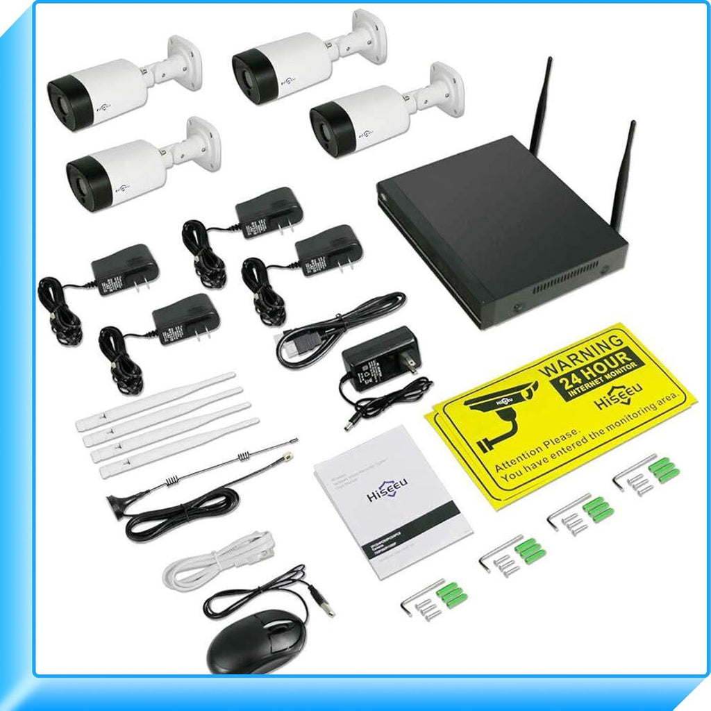 Wireless Security Camera System, 1TB Hard Drive, 3 Megapixels, 8CH NVR, IP66 Waterproof C596