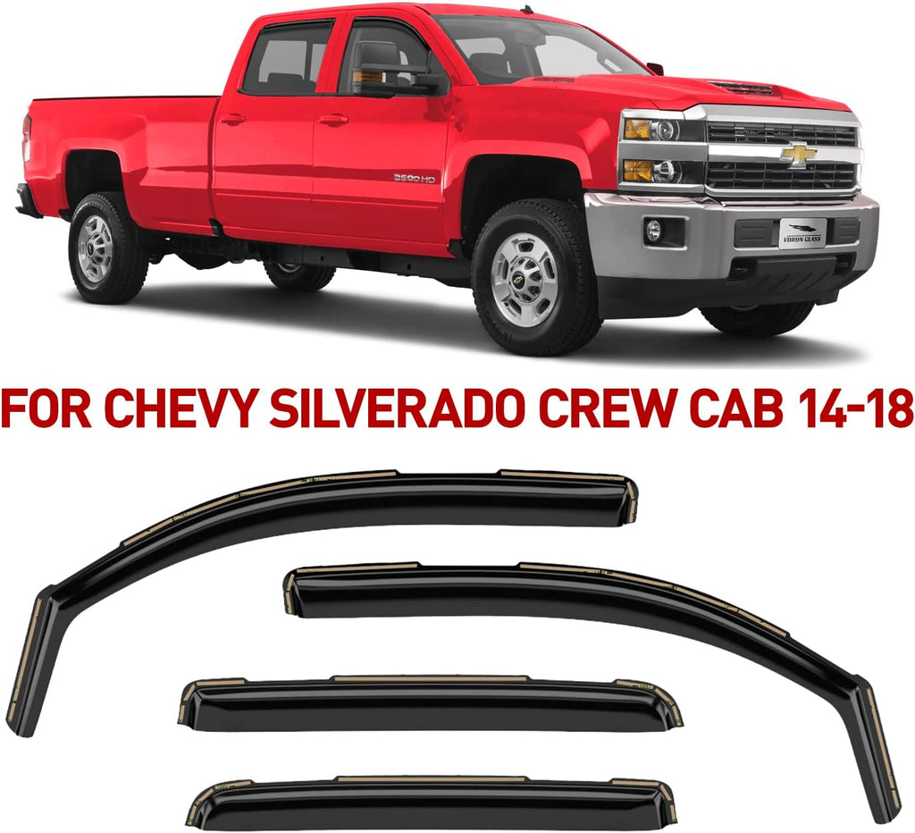 Rain Guards for Trucks Chevrolet Silverado GMC Sierra 2014-2018 Crew Cab, 4 Pieces H91272