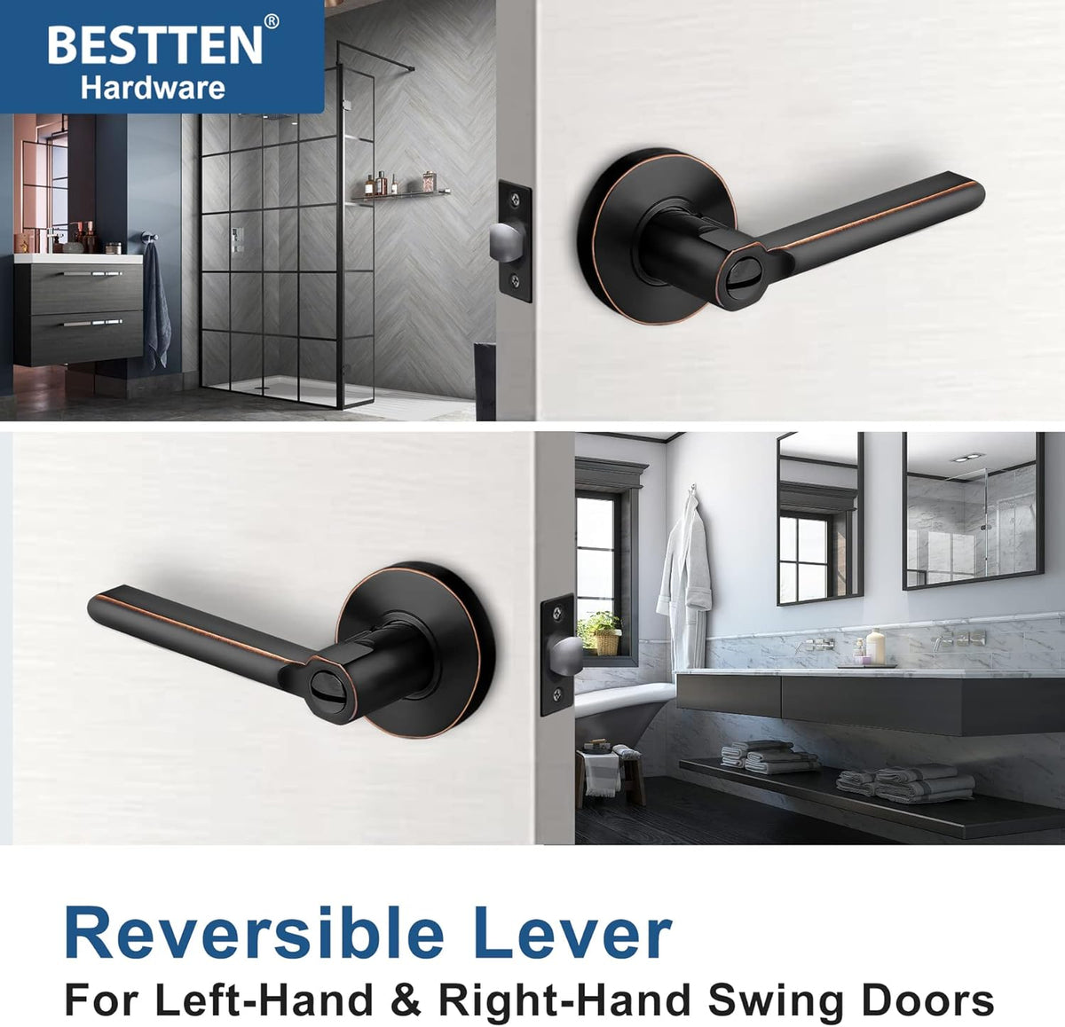 Oil Rubbed Bronze Privacy Door Handle with Removable Latch Plate B210