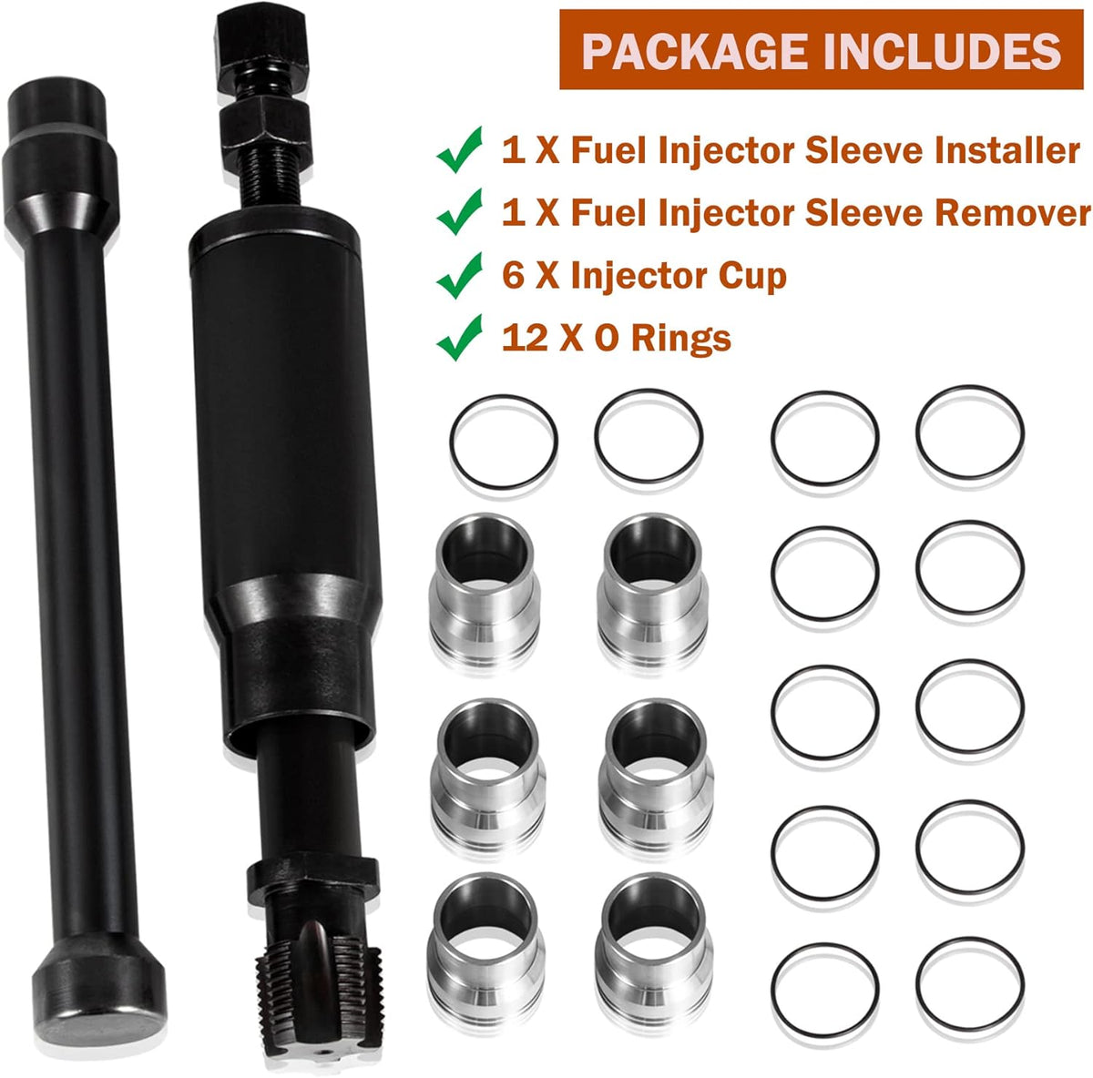 Injector Sleeve Cup Removal Installation Tool with Parts Kit for CAT 3126 C7 C9 HUEI Injectors J598
