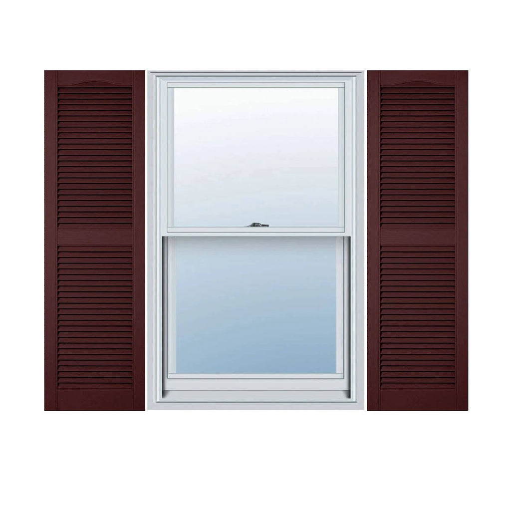 Lifetime Vinyl Cathedral Top Center Mullion with Open Louver Shutters 14 1/2x22W x 60x22H Z4496
