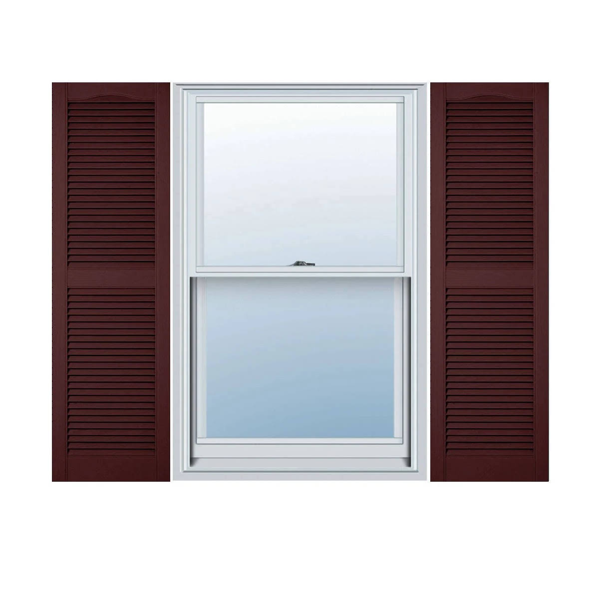 Lifetime Vinyl Cathedral Top Center Mullion with Open Louver Shutters 14 1/2x22W x 60x22H Z4496