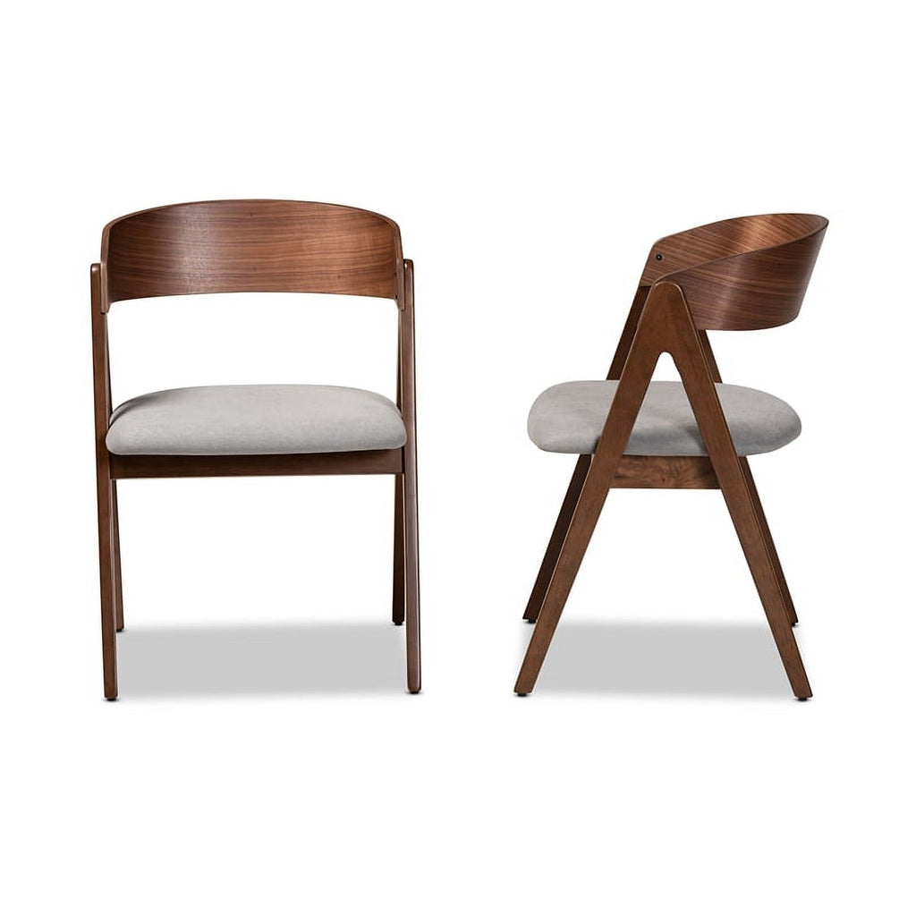 Grey and Brown Finished Wood 2-Piece Dining Chair Set E884