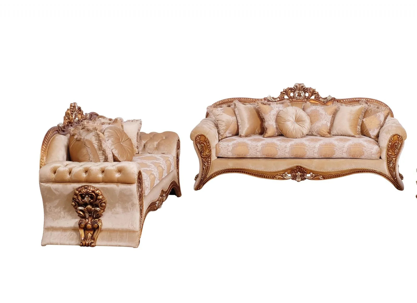 Gold & Brown Sofa Set 2Pcs T494578