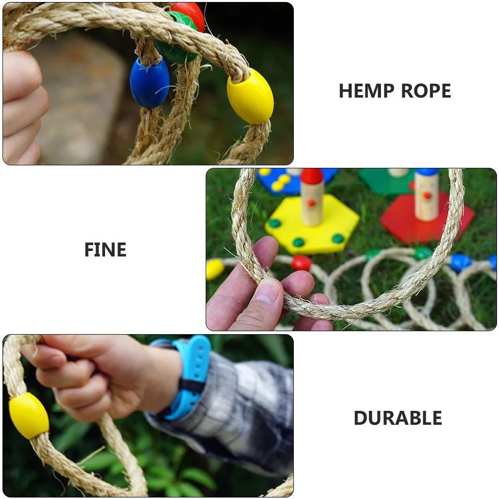 Natural Rope Ring Toss Game Toy 8 PCS Z24636