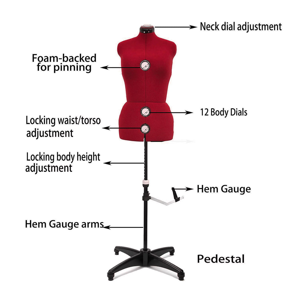 Adjustable Female Mannequin Dress Form with Stand, Red G324