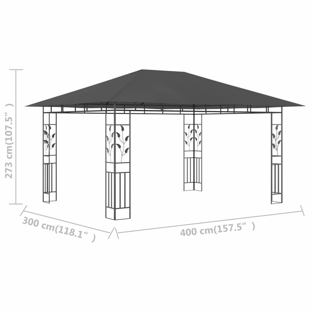 Gazebo with Mosquito Net 13.1'x9.8'x9' Anthracite T36603