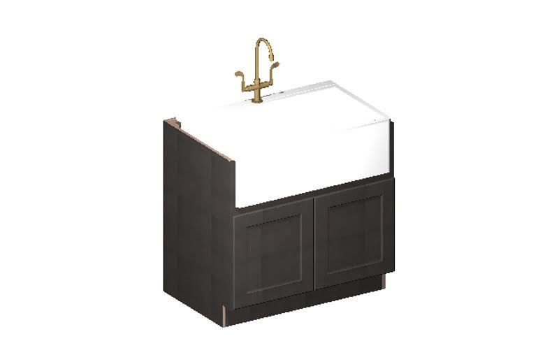 Solid Birch Farm Sink Base Cabinet with Veneered MDF Center Panel J3686