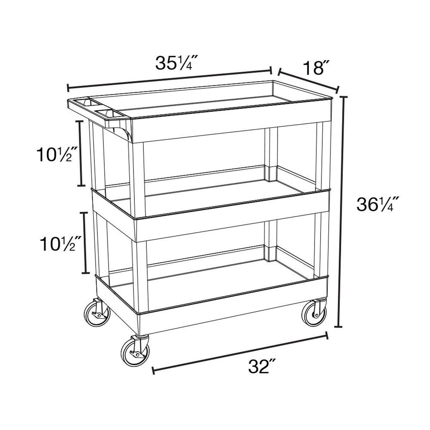 Black 3 Shelves Tub Cart M601