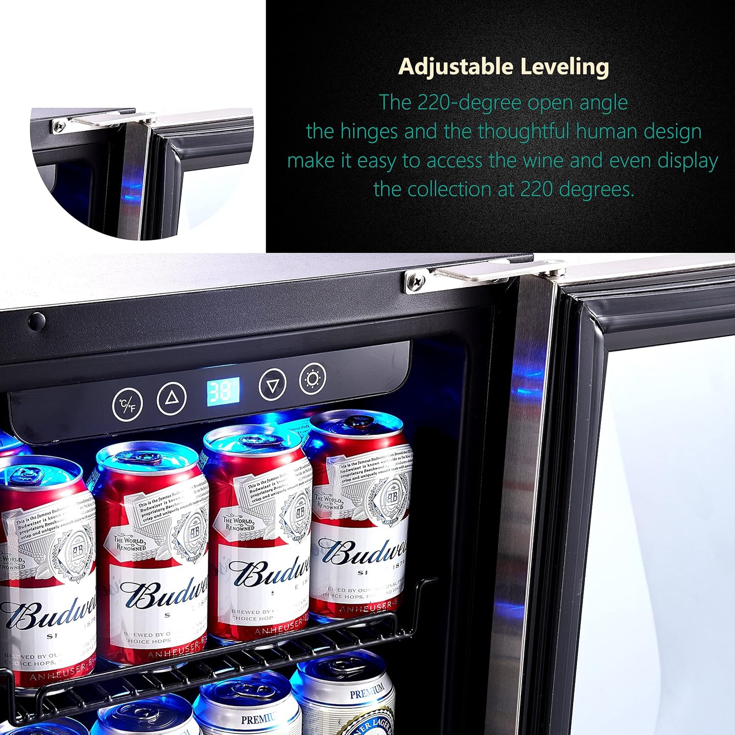 15" Beverage Cooler and Refrigerator, 96 Cans Capacity Mini Fridge D203