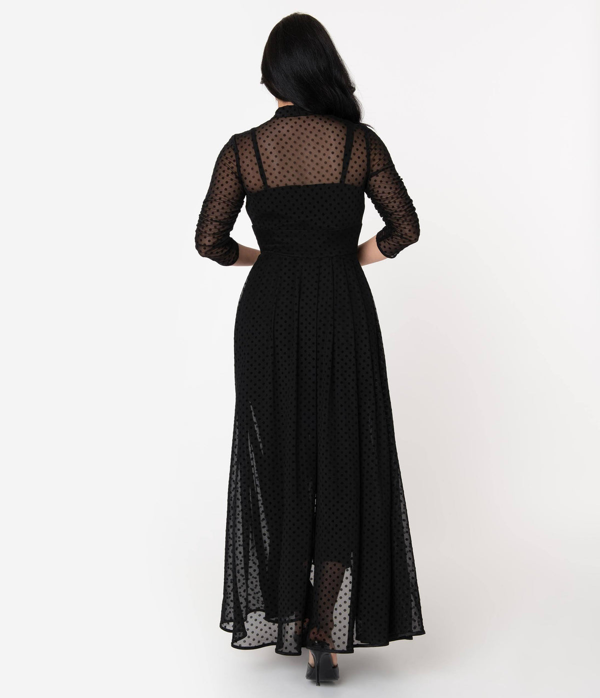 Black Swiss Dot Starlet Duster B366