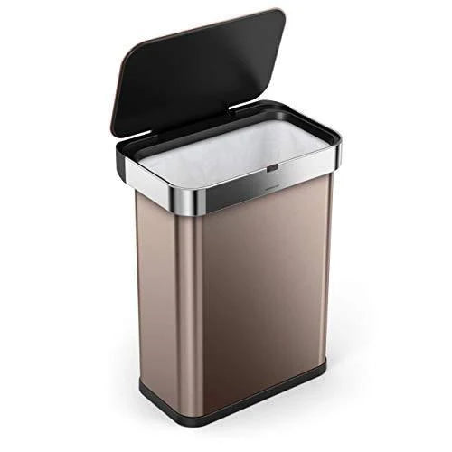 Rose Gold Stainless Steel 58-Liter Rectangular Sensor Trash Can Q716
