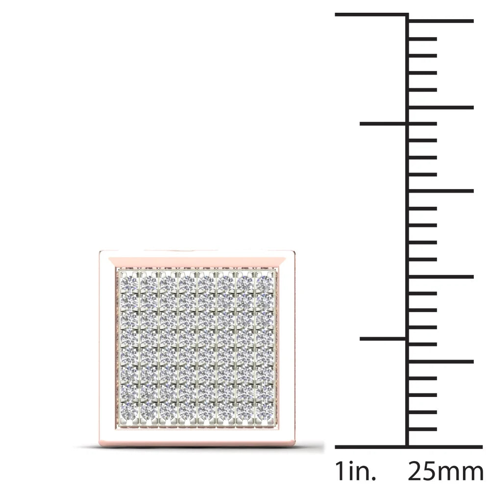 14K Rose Gold Diamond Square Stud Earrings P89537