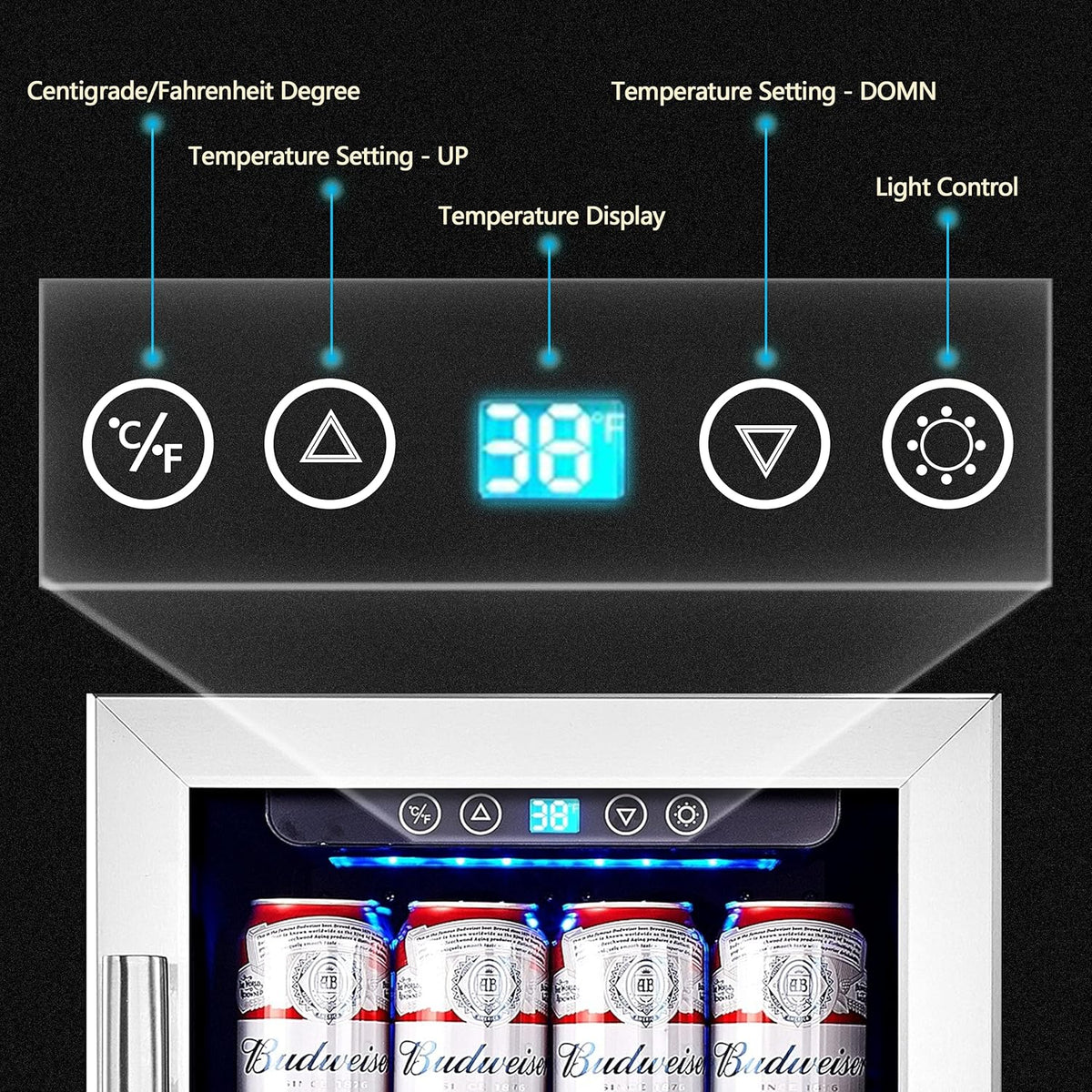 15" Beverage Cooler and Refrigerator, 96 Cans Capacity Mini Fridge D203