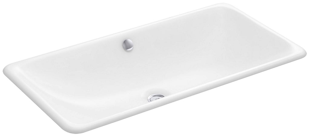 White Rectangle Drop-In Bathroom Sink B162785