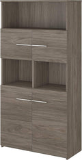 5 Shelf Bookcase with Doors in Modern Hickory E576