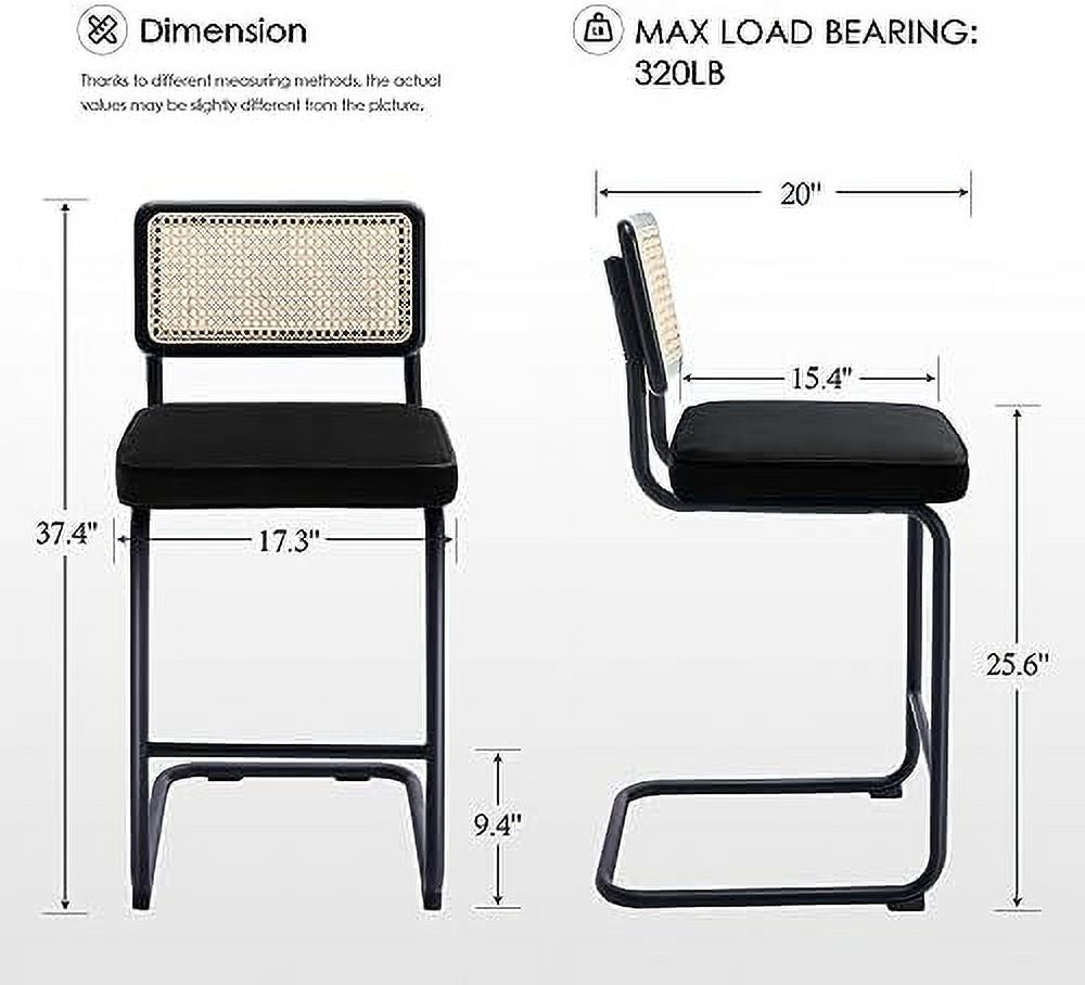 Black Velvet Counter Height Barstools Set of 2 K202