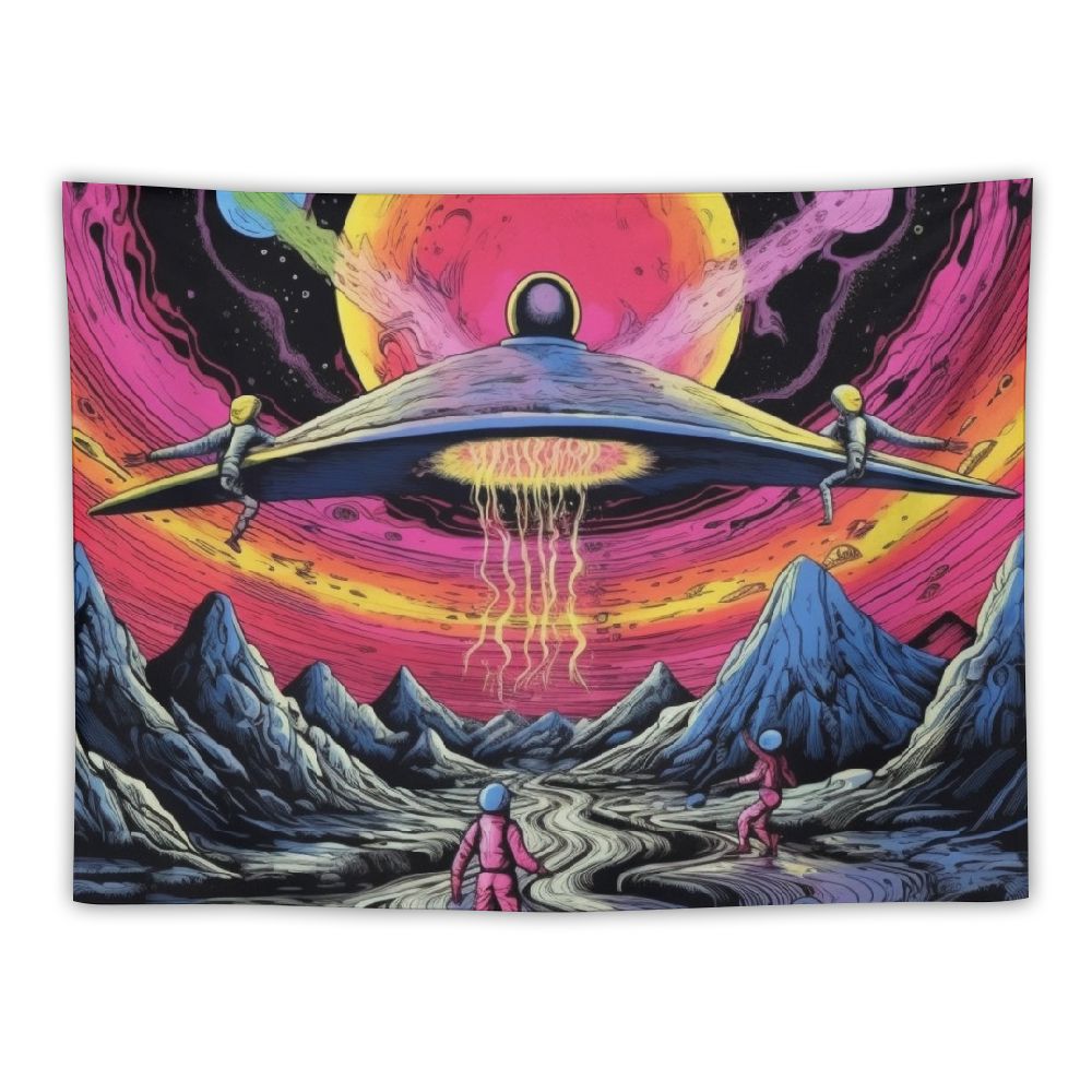 UFO Astronaut Galaxy Space Wall Art Tapestry G893