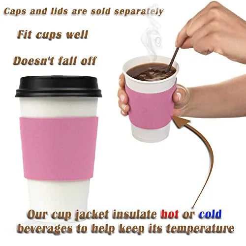 Pink Disposable Corrugated Cardboard Coffee Cup Sleeves, 500 Pack J900