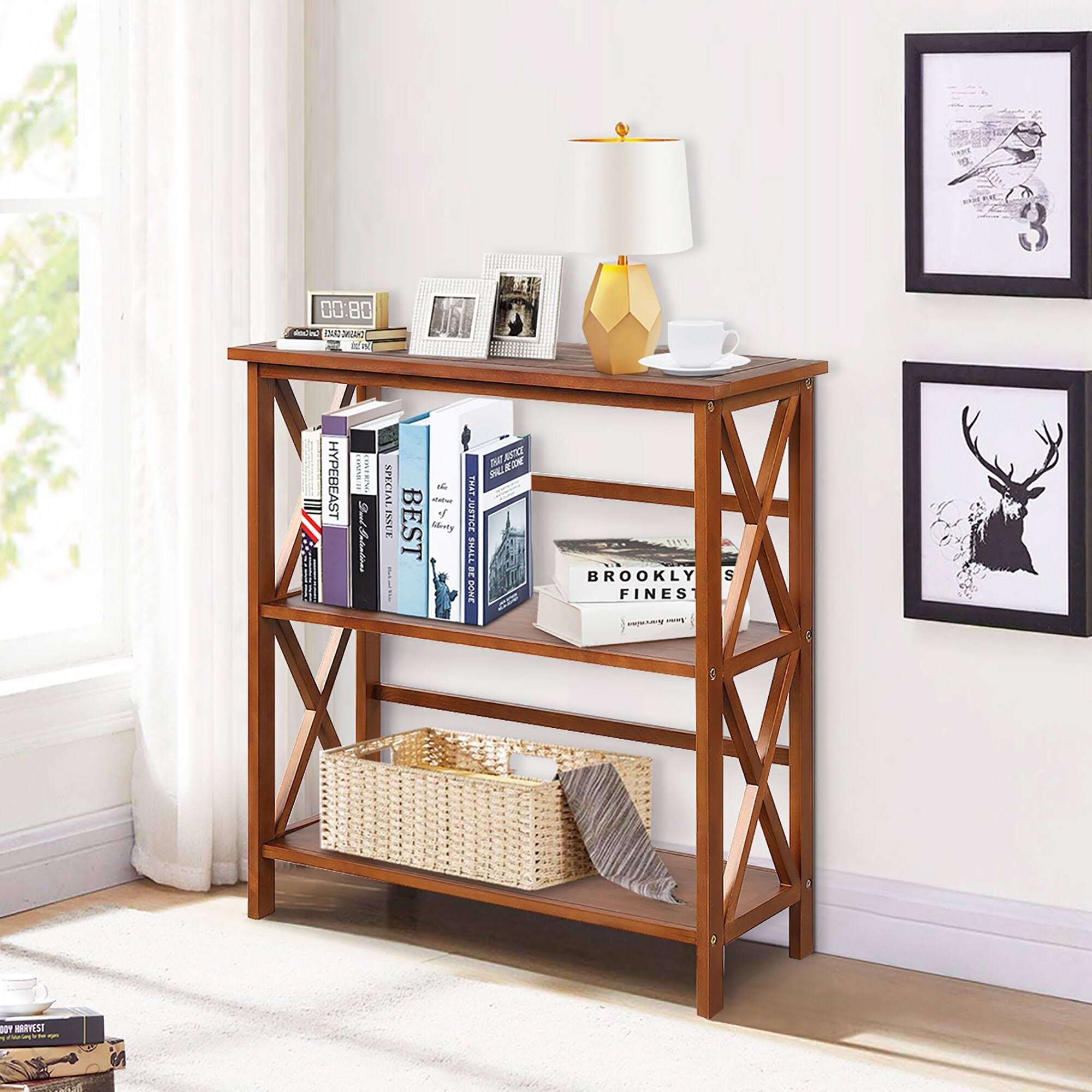 3-Tier Wooden Open Shelf Bookcase I312340