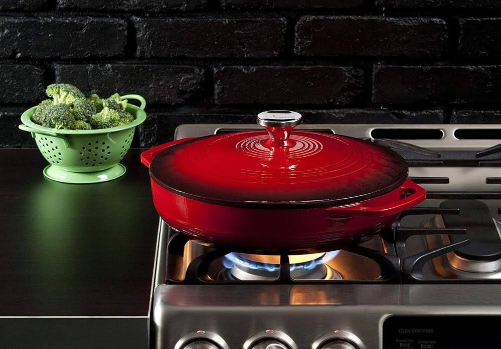 Enameled Cast Iron Covered Casserole 3-Quart Red K5641