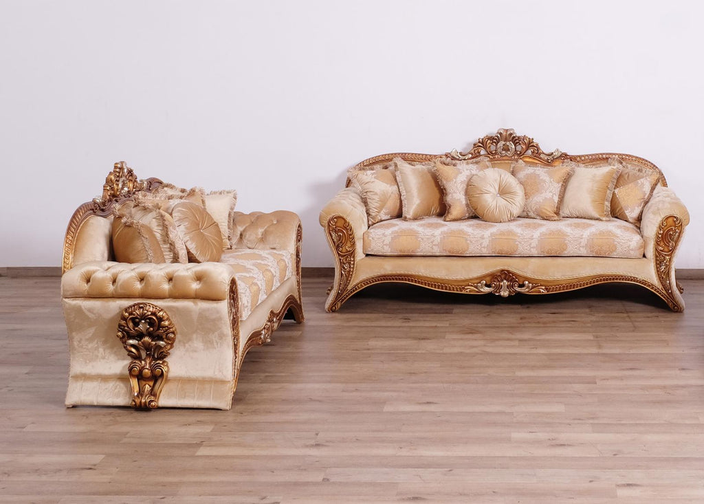 Gold & Brown Sofa Set 2Pcs T494578